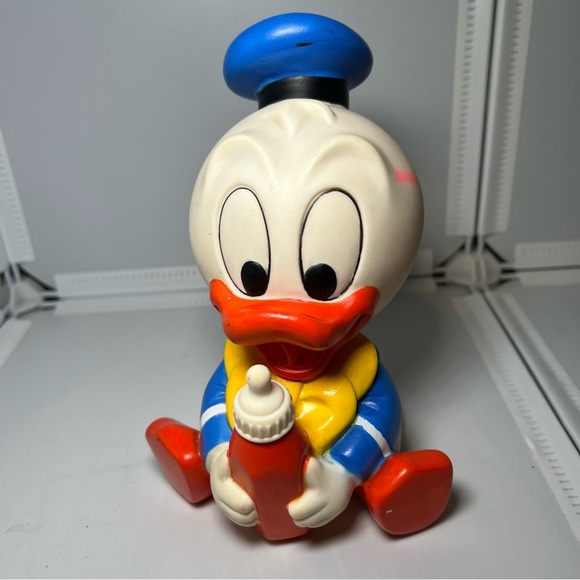 Disney Other - Vintage Disney Baby Donald Duck Rubber Squeak Toy 7” Tall Baby Toys Dog Toys